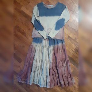 Boho Hippie Tie Dye Maxi Skirt Set by Styleworks